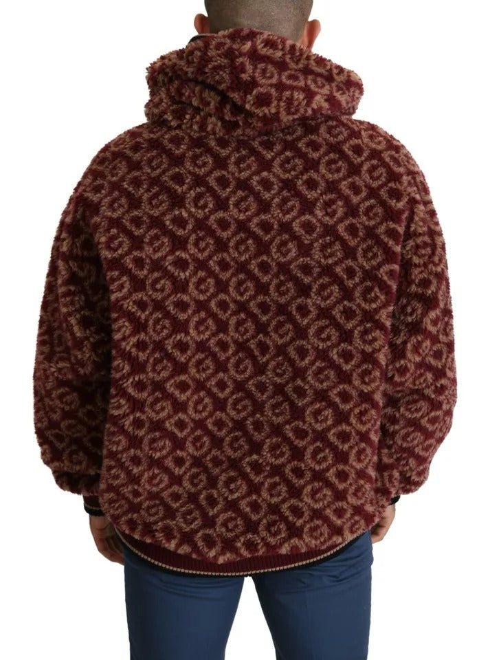 Pull en laine à capuche oversize rouge beige de Dolce & Gabbana