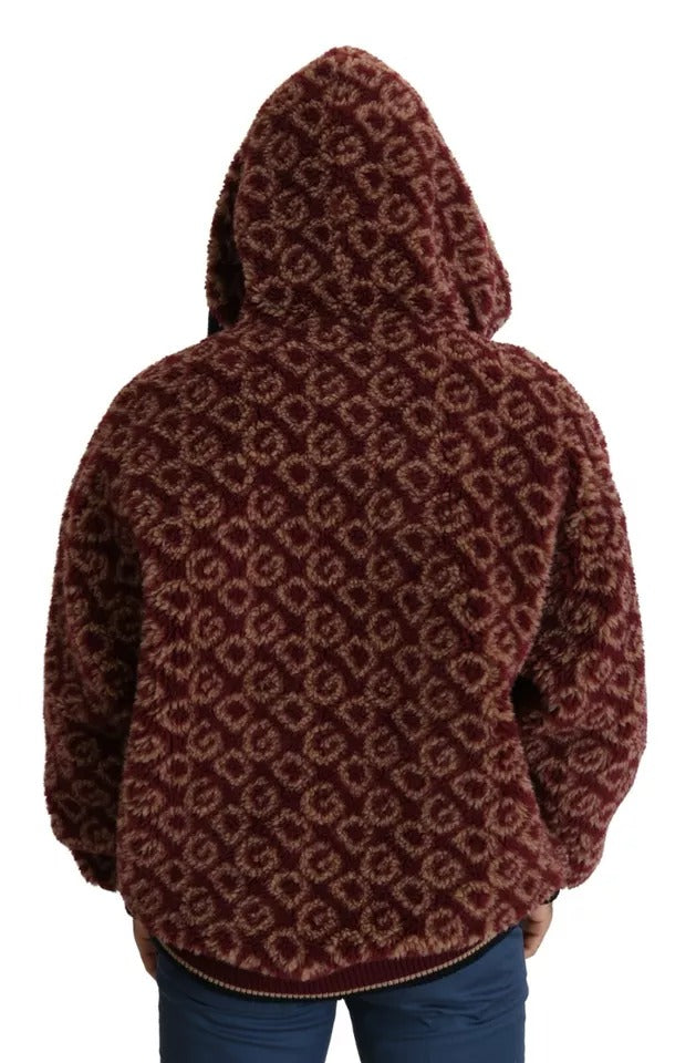 Pull en laine à capuche oversize rouge beige de Dolce & Gabbana