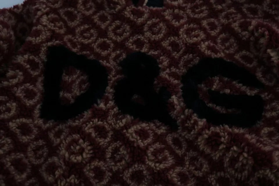 Pull en laine à capuche oversize rouge beige de Dolce & Gabbana