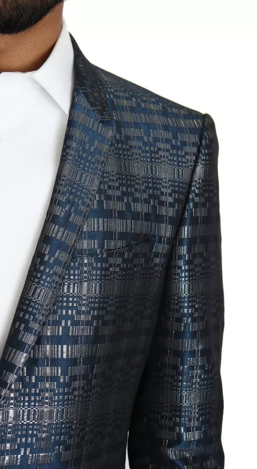 Dolce & Gabbana Blauw Zilveren Glanzend 2-delig Slim Fit GOUD Pak