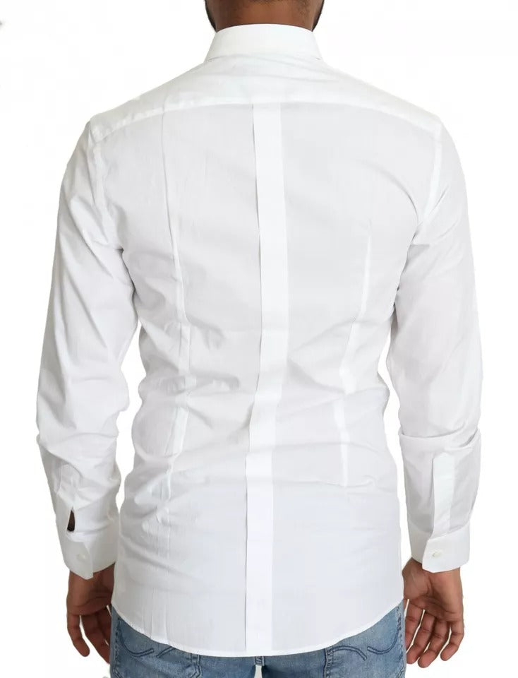 Chemise habillée en coton blanc Dolce & Gabbana, col doré.