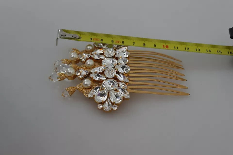 Dolce & Gabbana Gouden Messing Helder Kristal Haarspeld Accessoire Kam