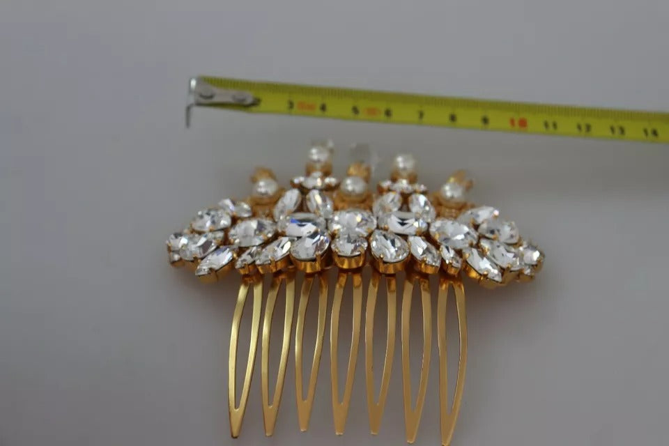 Dolce & Gabbana Gouden Messing Helder Kristal Haarspeld Accessoire Kam
