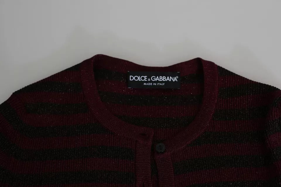 Pull cardigan rayé noir et rouge pour femme Dolce & Gabbana