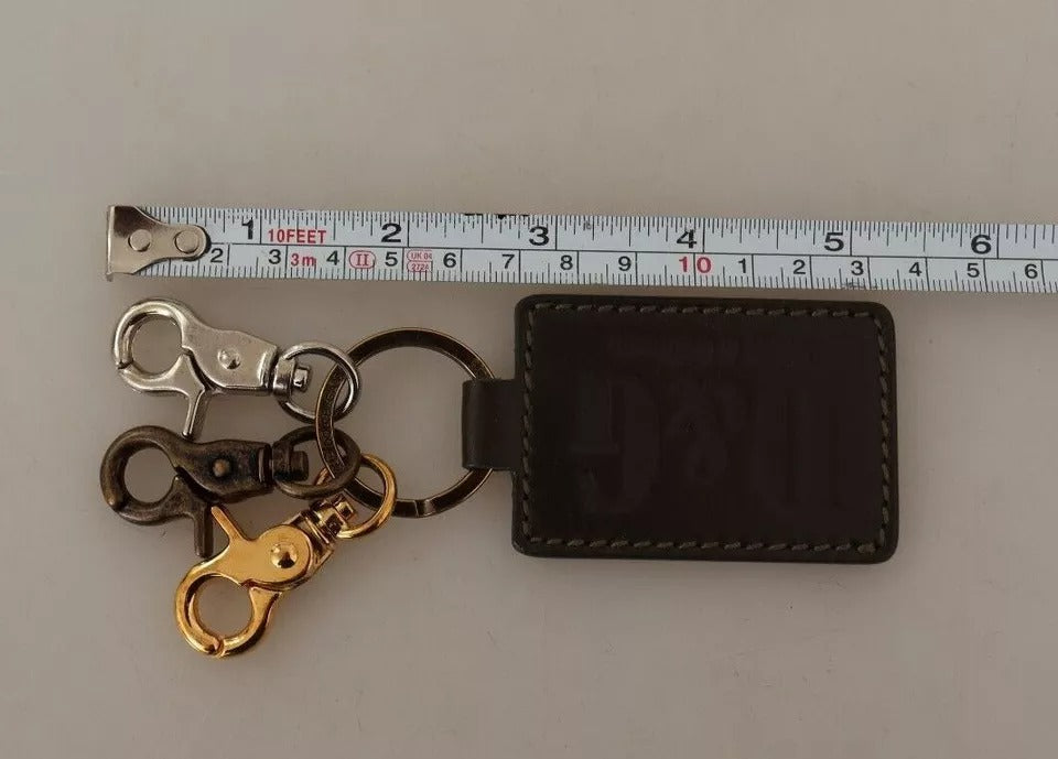 Porte-clés Dolce & Gabbana en cuir vert avec logo D&G et anneau en métal