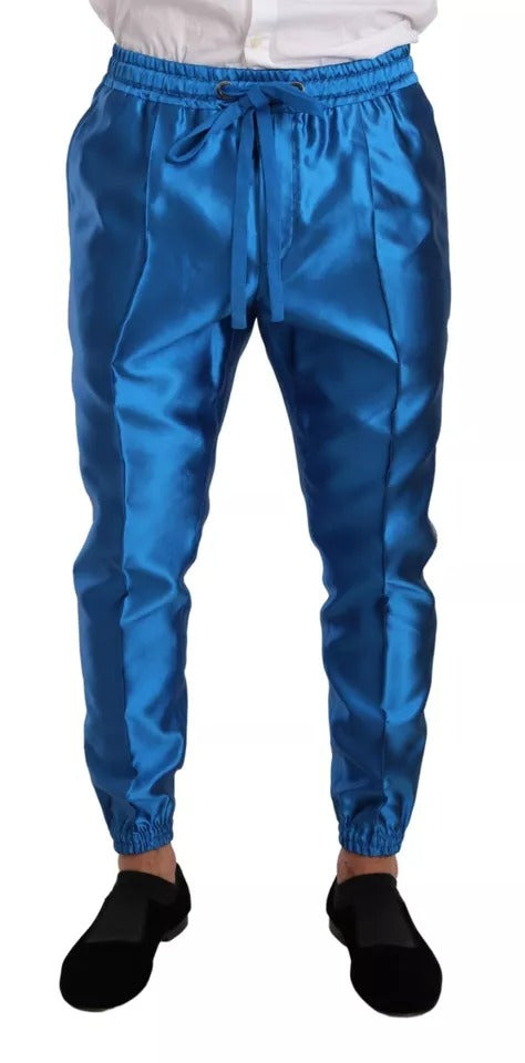 Ensemble tailleur formel 2 pièces en soie jacquard bleu de Dolce & Gabbana