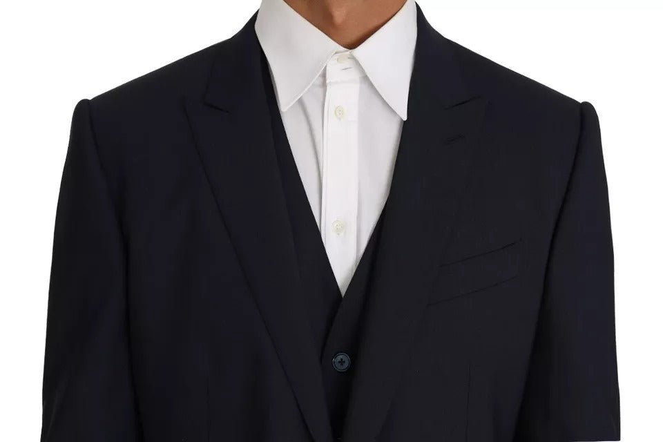 Dolce & Gabbana Blauwe Wollen MARTINI Blazer Vest 2-delig