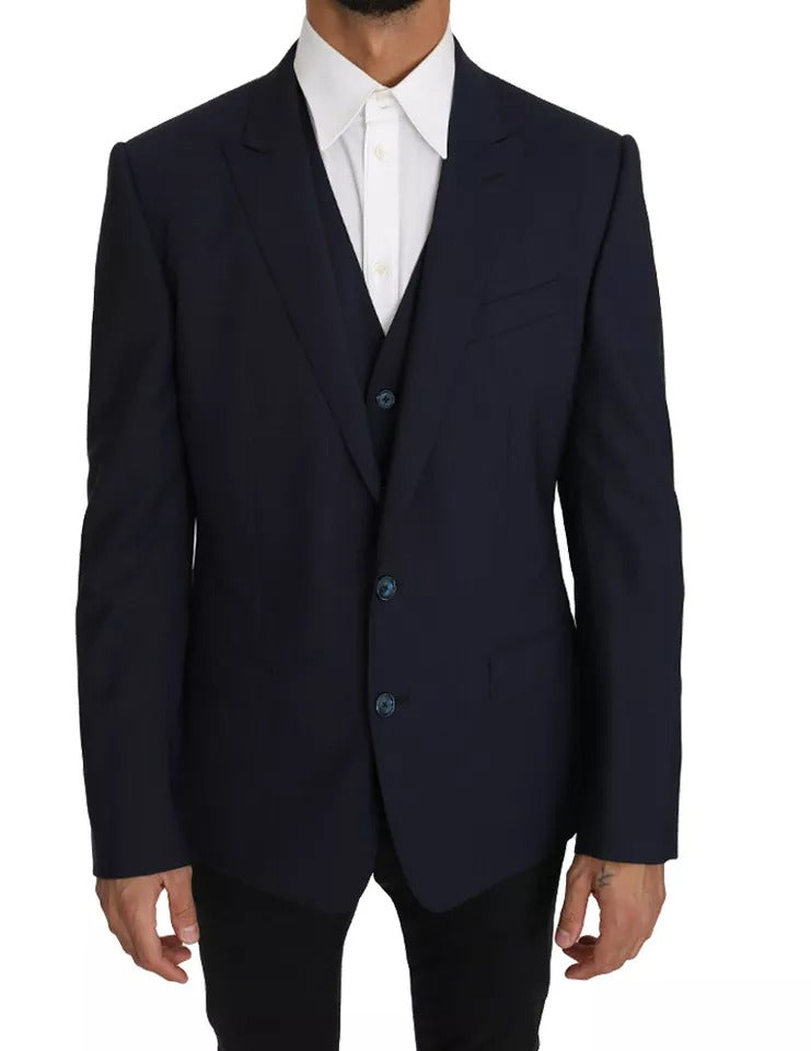 Dolce & Gabbana Blauwe Wollen MARTINI Blazer Vest 2-delig