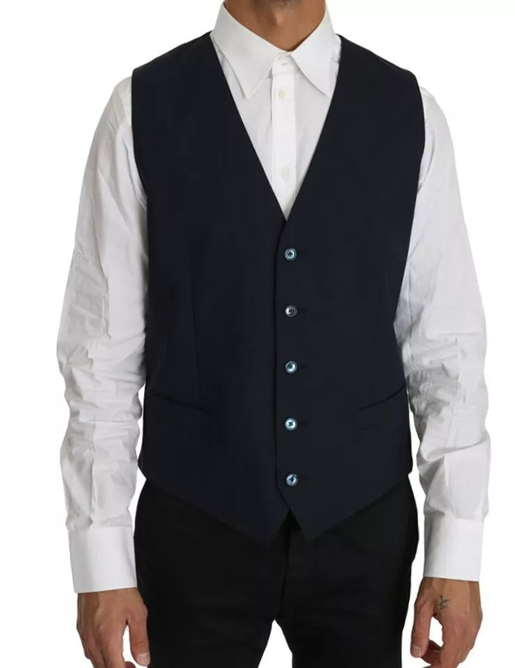 Dolce & Gabbana Blauwe Wollen MARTINI Blazer Vest 2-delig