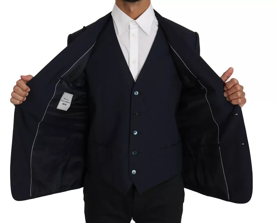 Dolce & Gabbana Blauwe Wollen MARTINI Blazer Vest 2-delig