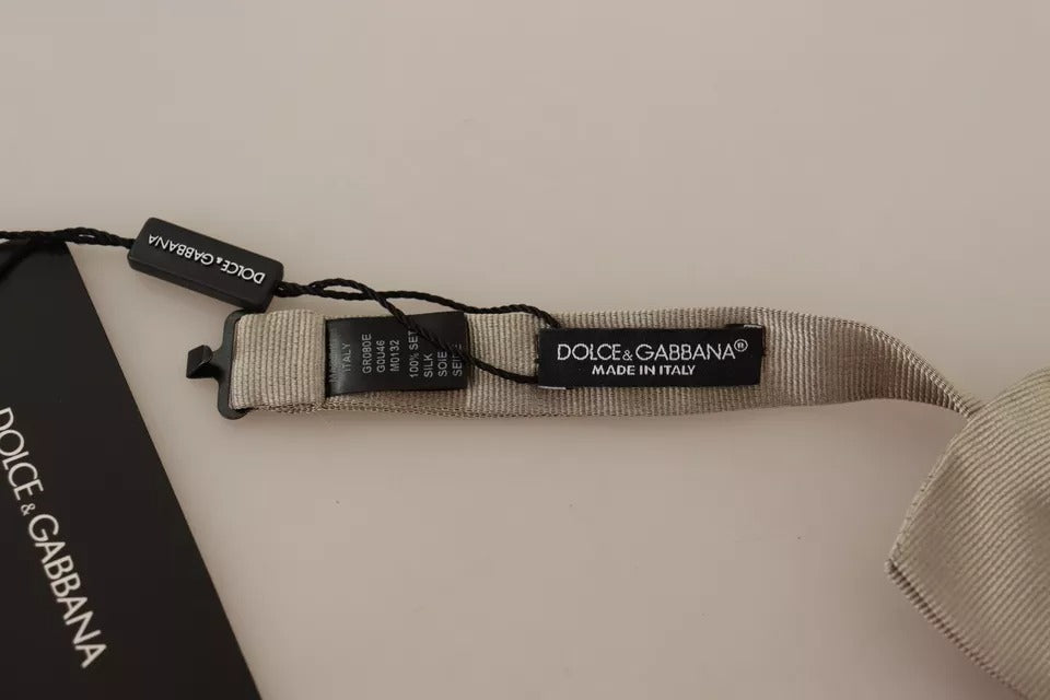 Dolce & Gabbana Zilvergrijze 100% Zijden Verstelbare Strik