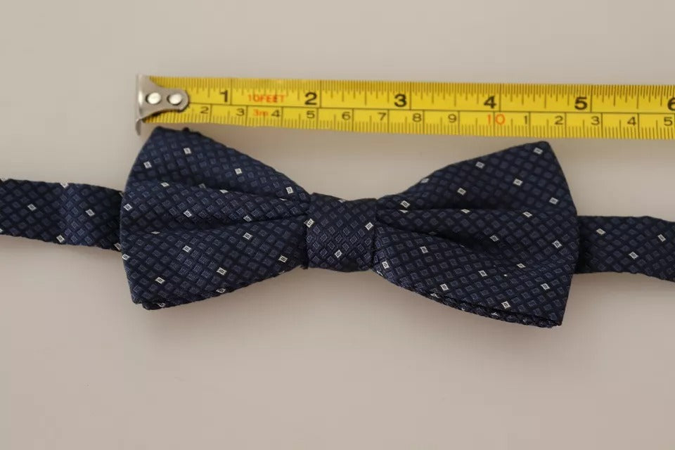 Dolce & Gabbana Blauwe Zijden Strik met Patroon en Verstelbare Hals voor Heren
