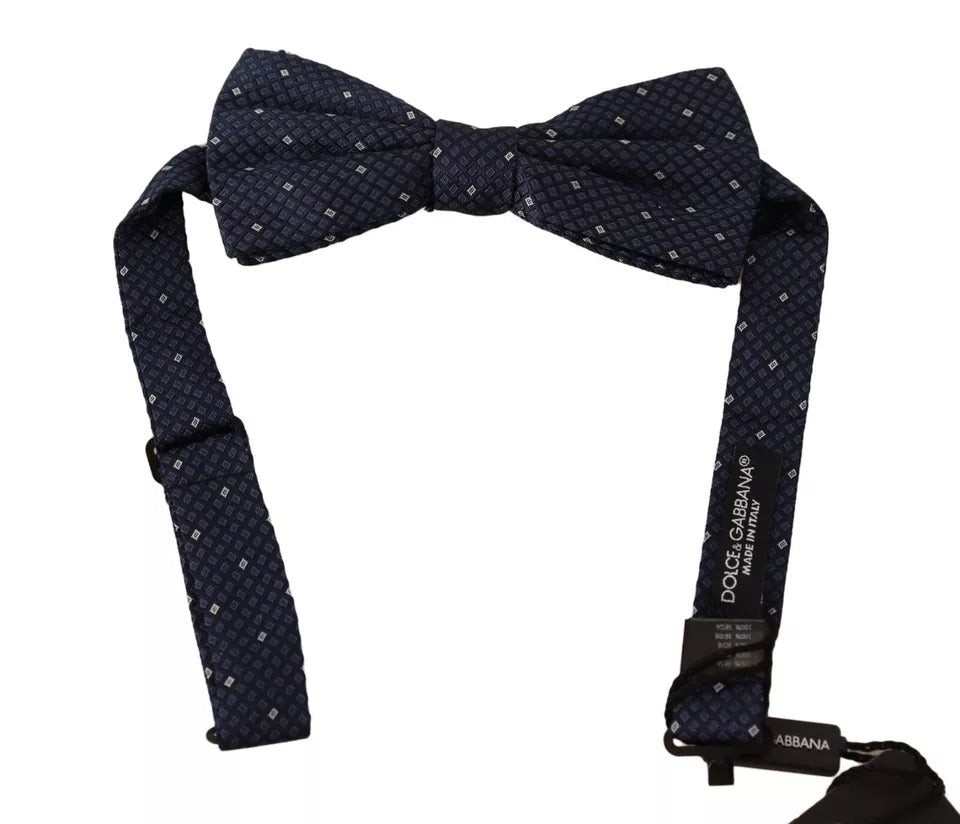 Dolce & Gabbana Blauwe Zijden Strik met Patroon en Verstelbare Hals voor Heren