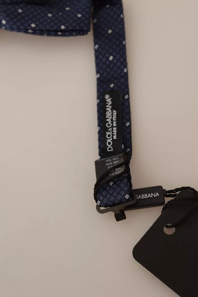Dolce & Gabbana Blauwe Zijden Strik met Patroon en Verstelbare Hals voor Heren