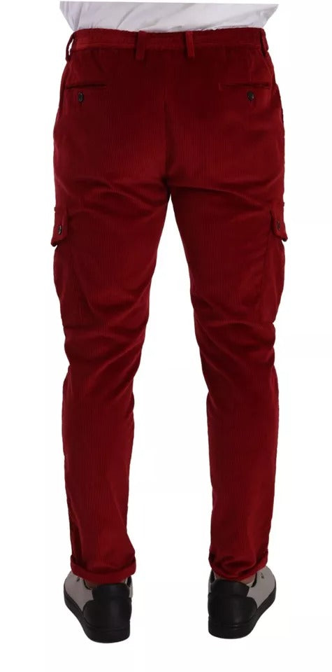 Dolce & Gabbana rode corduroy cargo skinny broek van katoen