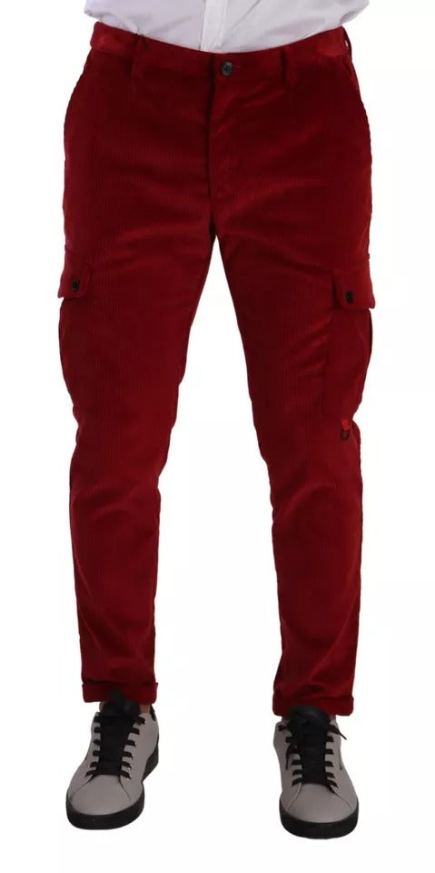 Dolce & Gabbana rode corduroy cargo skinny broek van katoen
