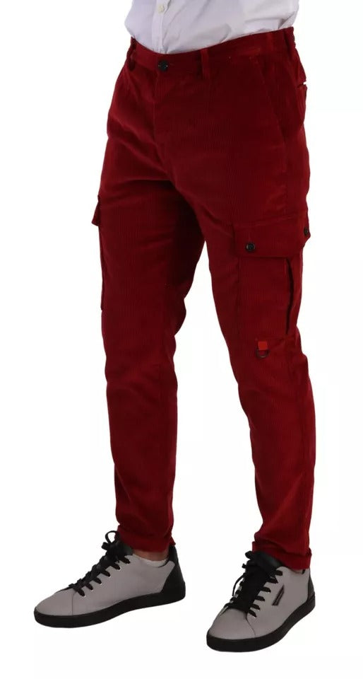 Dolce & Gabbana rode corduroy cargo skinny broek van katoen