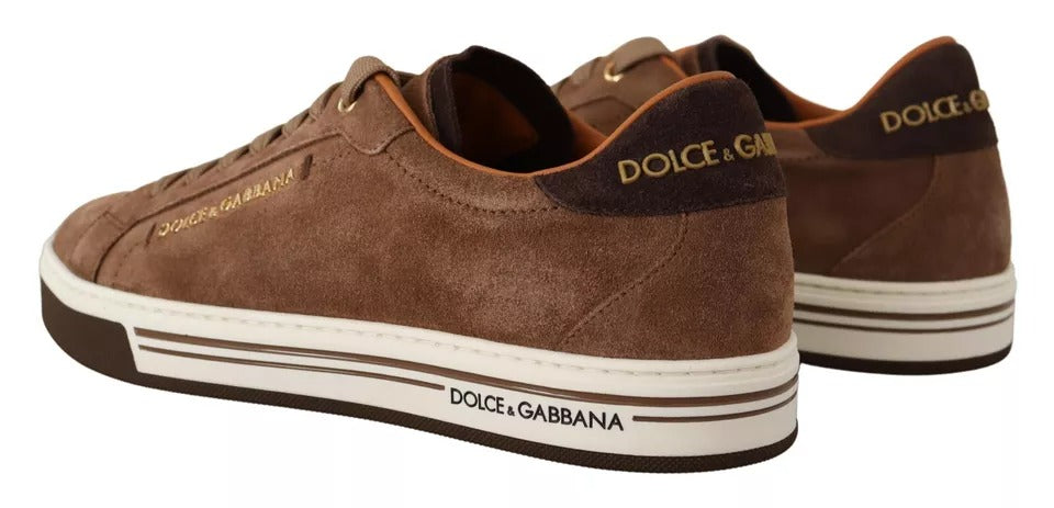 Dolce & Gabbana Bruine Suède Low Top Sneakers met Logo - Herenschoenen