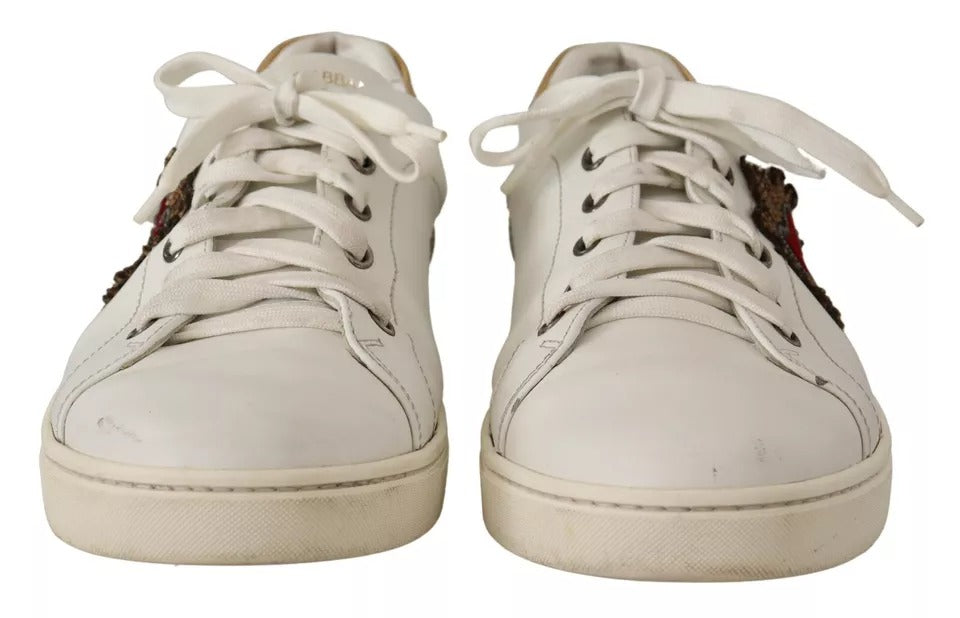 Dolce & Gabbana witte leren hartvormige lage sneakers