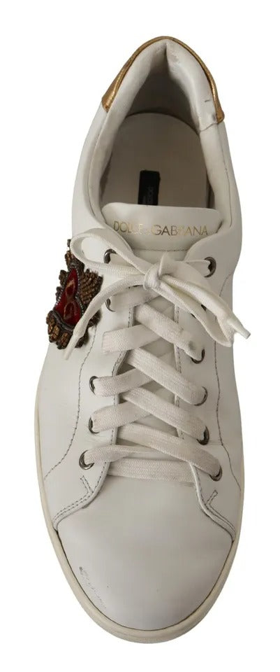 Dolce & Gabbana witte leren hartvormige lage sneakers