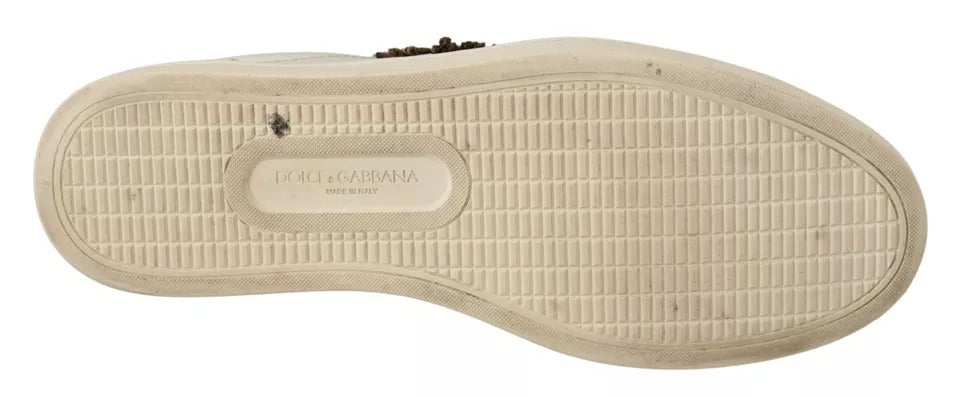 Dolce & Gabbana witte leren hartvormige lage sneakers