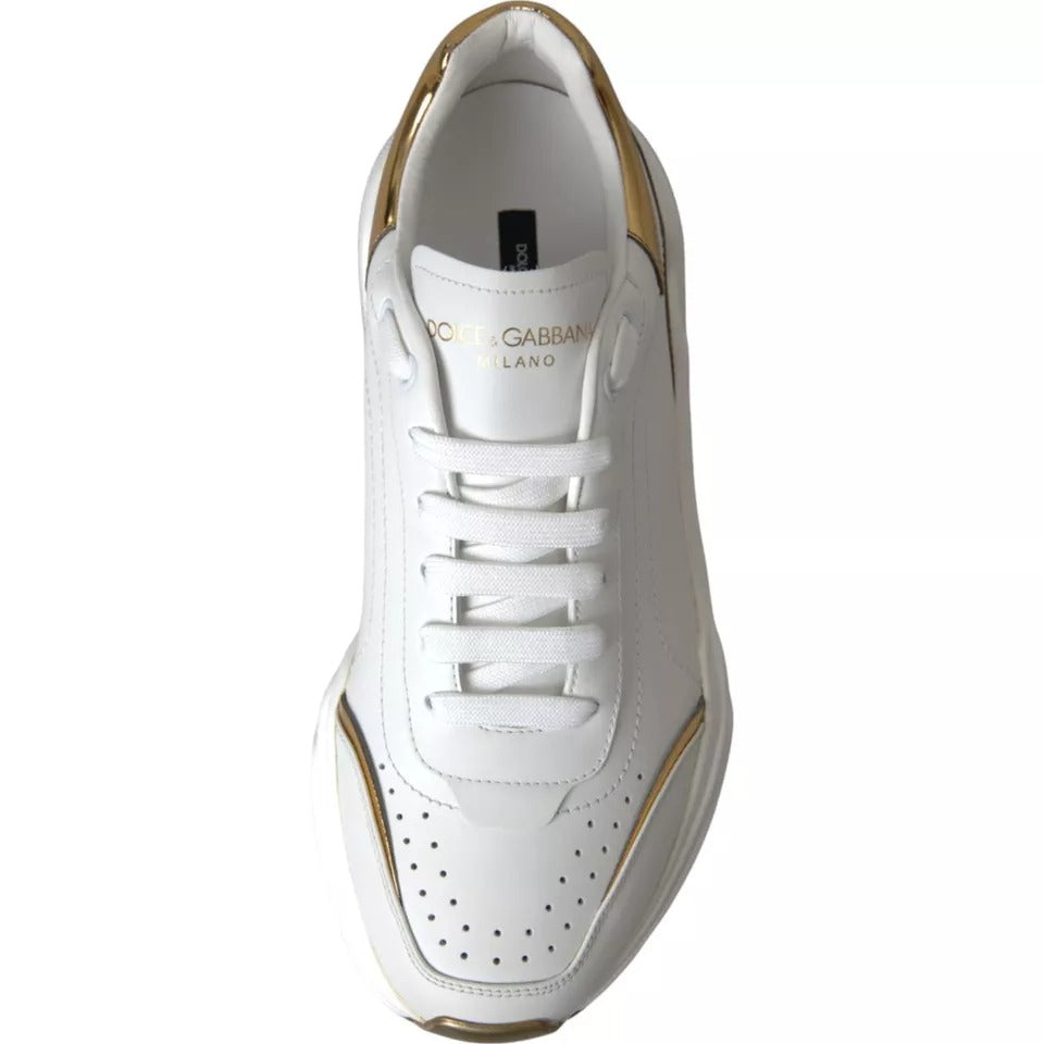 Dolce & Gabbana DAYMASTER leren sneakers in wit goud voor heren