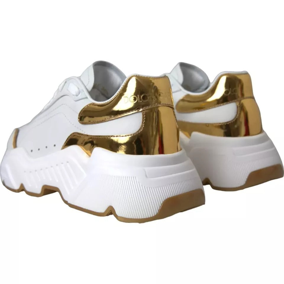 Dolce & Gabbana DAYMASTER leren sneakers in wit goud voor heren