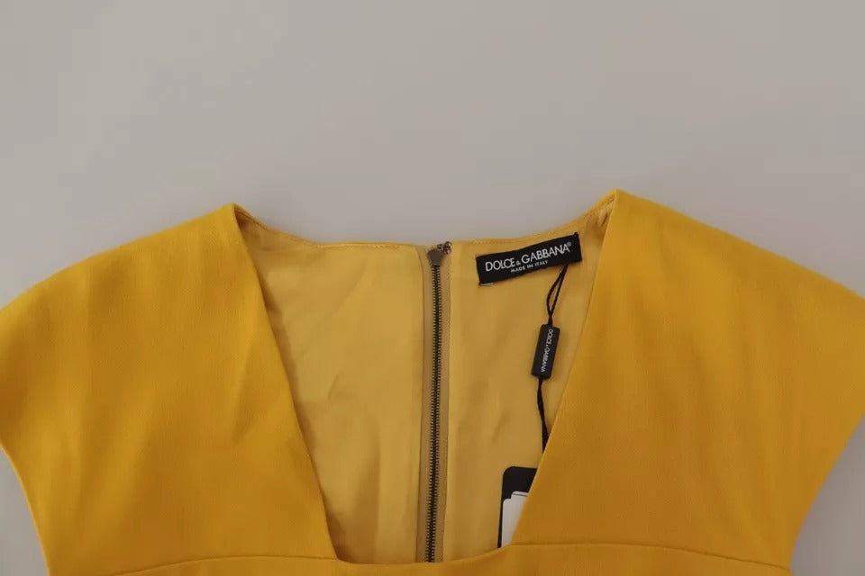 Dolce & Gabbana gele, mouwloze, midi-jurk van viscose