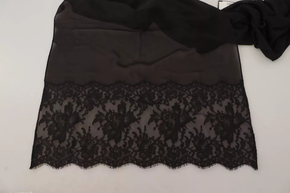 Foulard en soie marron Dolce & Gabbana en dentelle florale