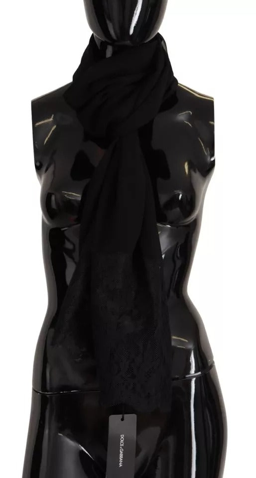 Foulard en soie marron Dolce & Gabbana en dentelle florale