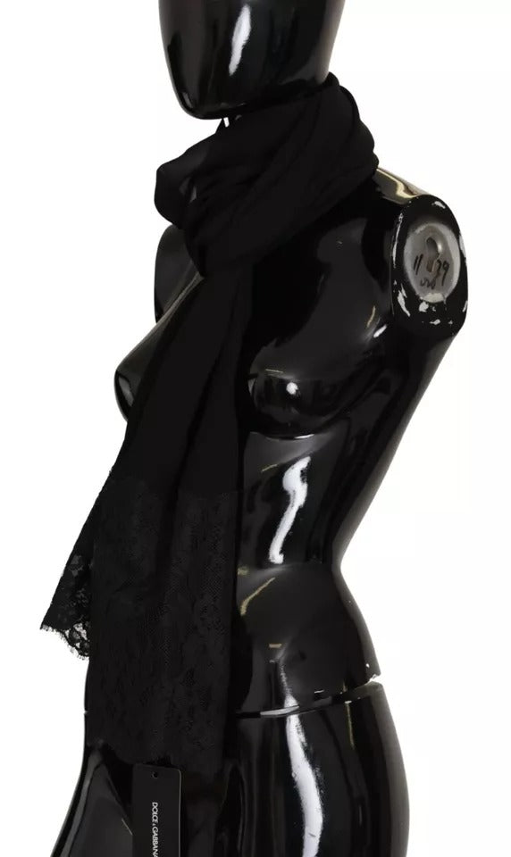Foulard en soie marron Dolce & Gabbana en dentelle florale
