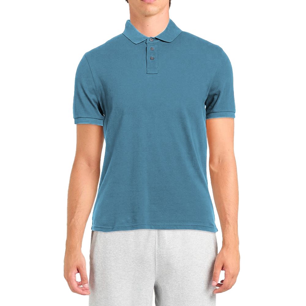 Polo homme en coton bleu clair Alpha Studio