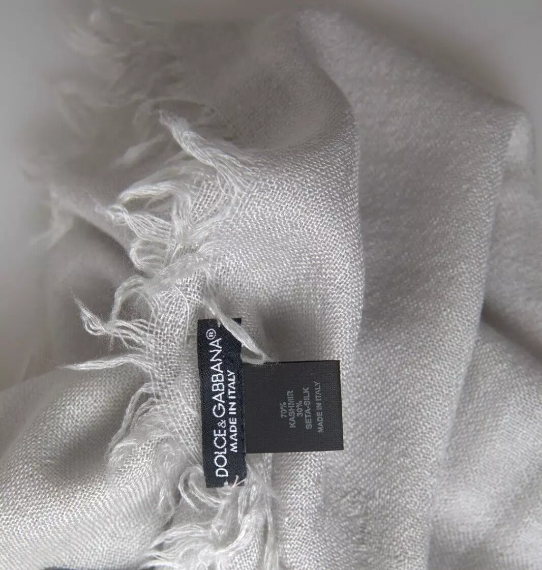 Écharpe châle à franges en cachemire gris Dolce & Gabbana