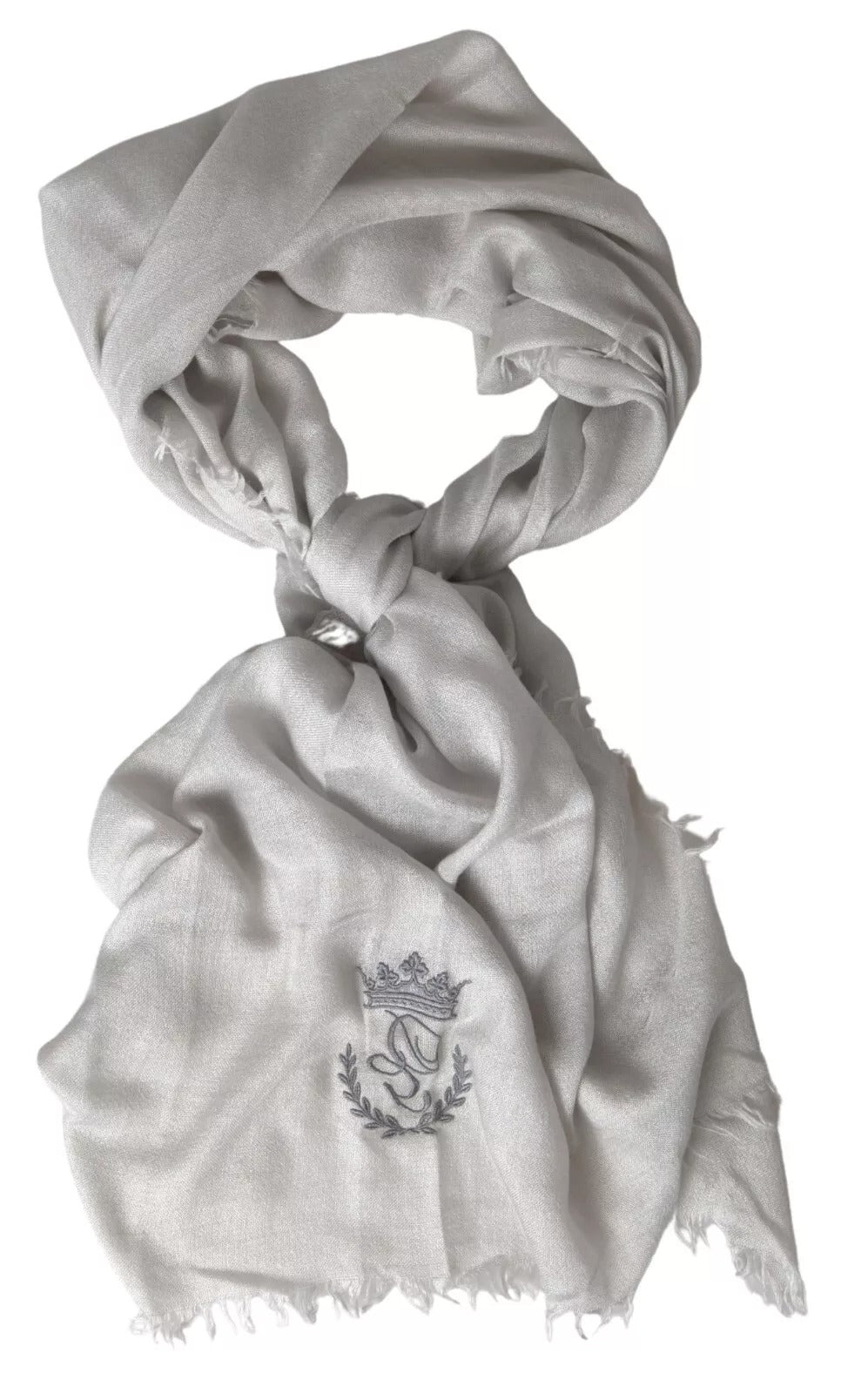 Écharpe châle à franges en cachemire gris Dolce & Gabbana