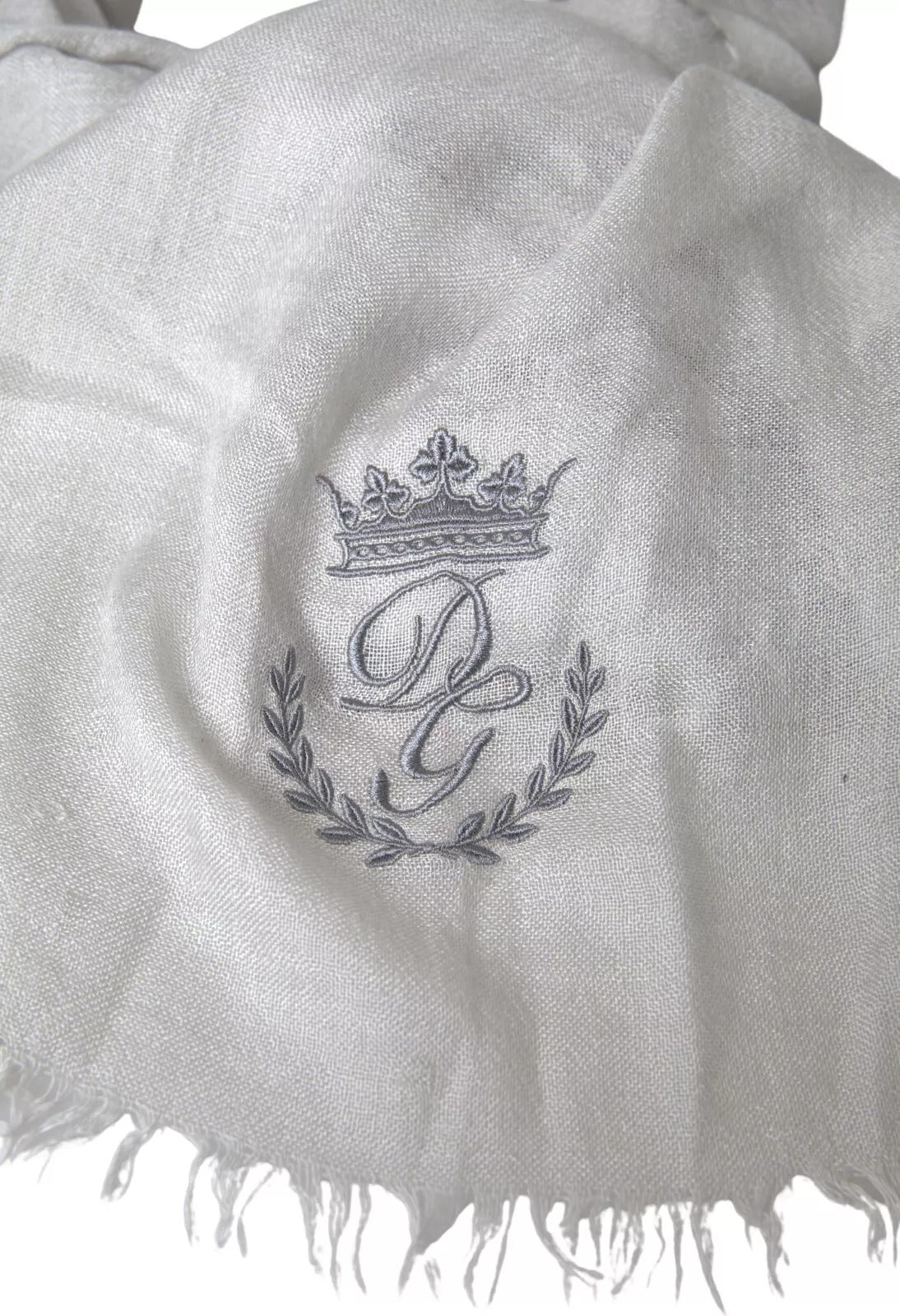 Écharpe châle à franges en cachemire gris Dolce & Gabbana