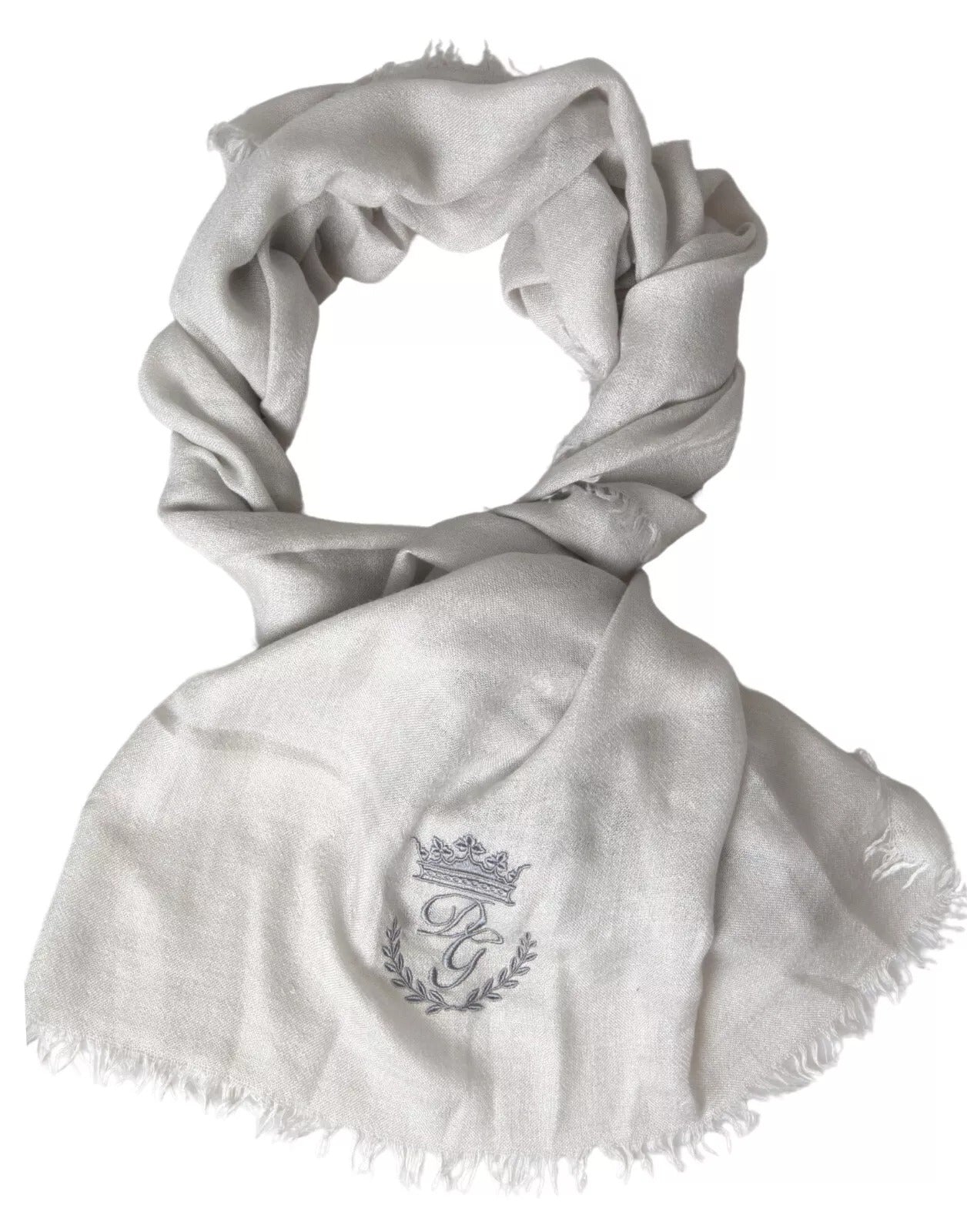 Écharpe châle à franges en cachemire gris Dolce & Gabbana