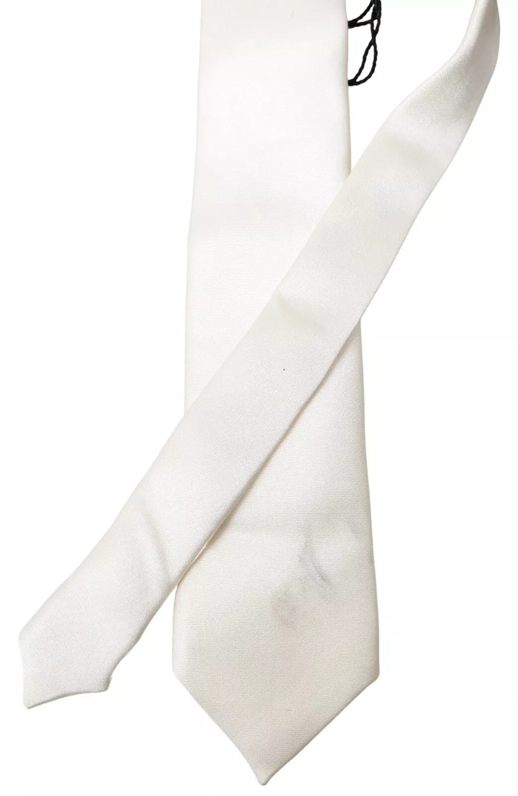 Cravate classique en satin de soie blanc cassé Dolce & Gabbana pour homme