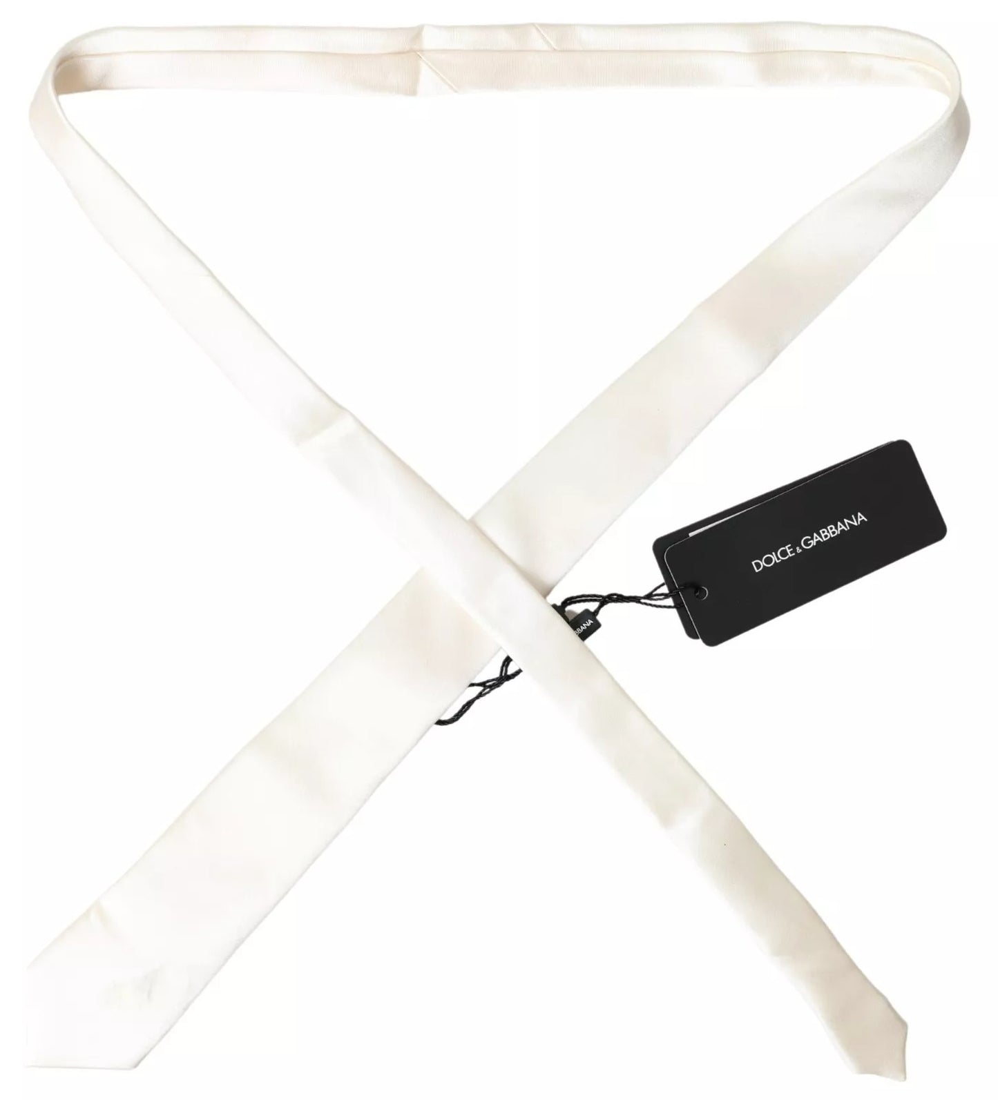 Cravate classique en satin de soie blanc cassé Dolce & Gabbana pour homme