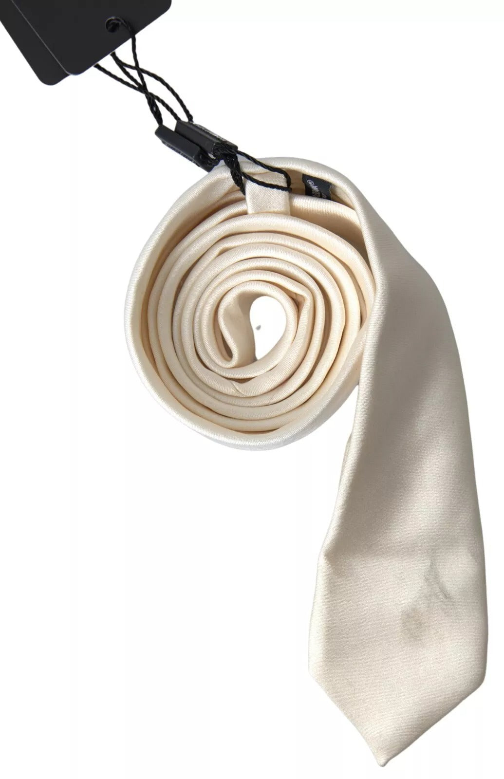 Cravate classique en satin de soie blanc cassé Dolce & Gabbana pour homme