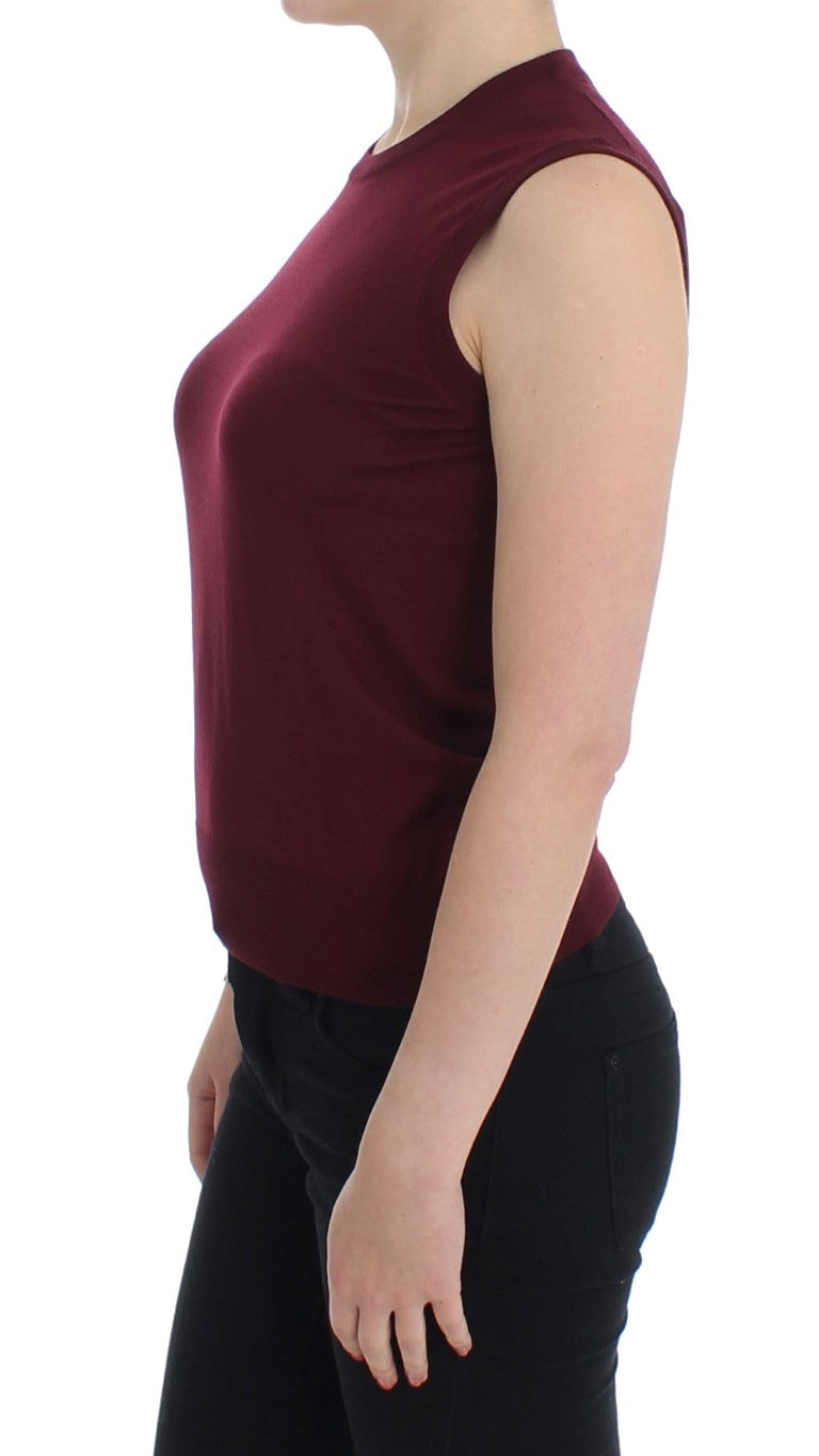 Dolce & Gabbana - Gilet pull sans manches à col rond rouge