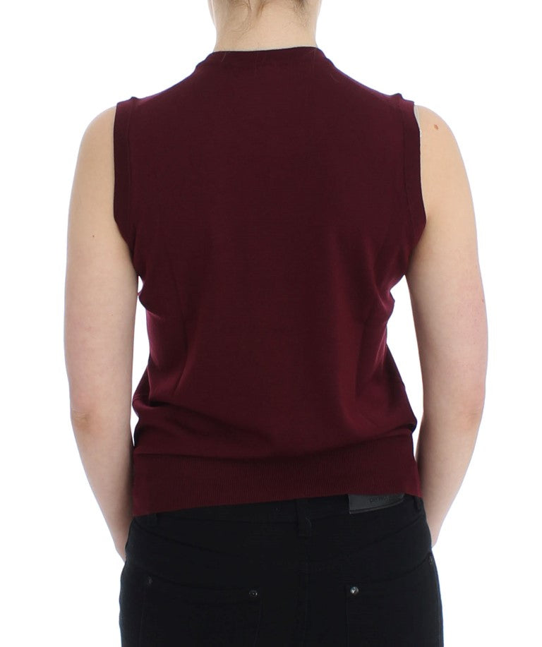 Dolce & Gabbana - Gilet pull sans manches à col rond rouge