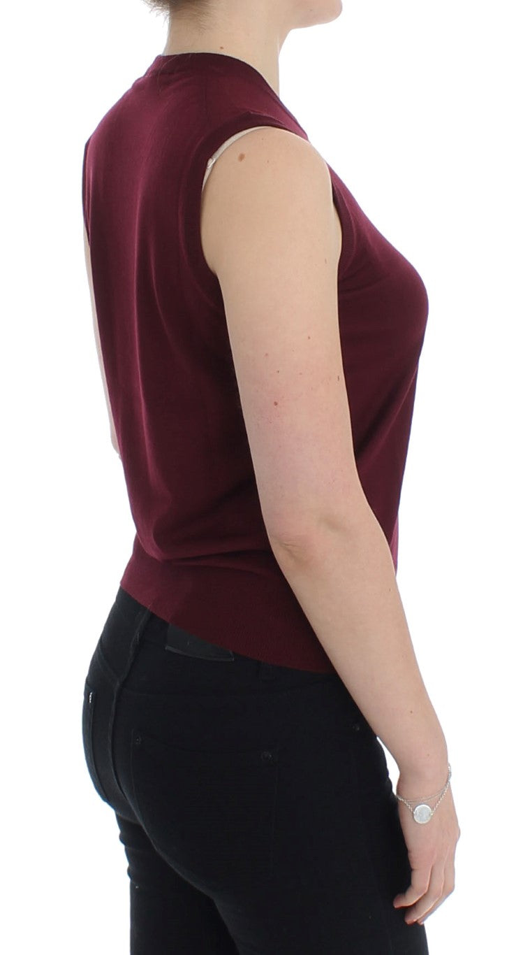 Dolce & Gabbana - Gilet pull sans manches à col rond rouge