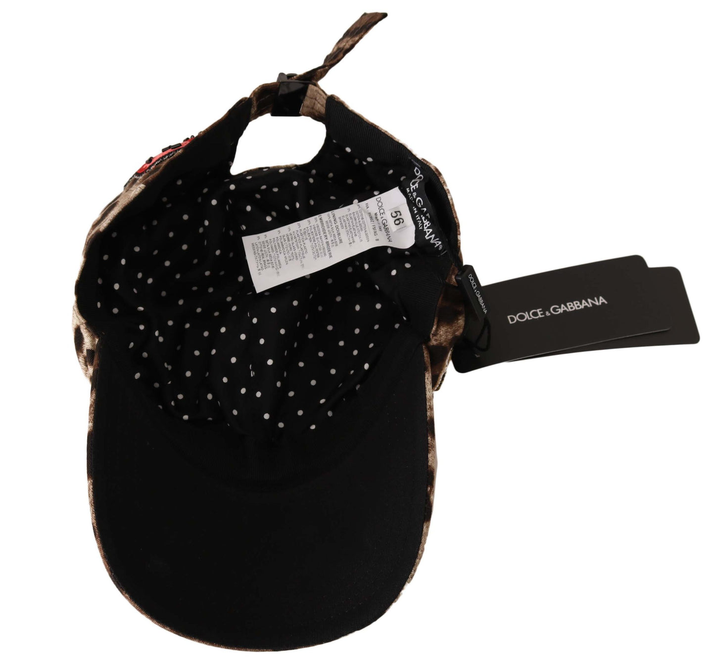 Casquette de baseball Dolce & Gabbana à sequins léopard marron et appliques Sicily