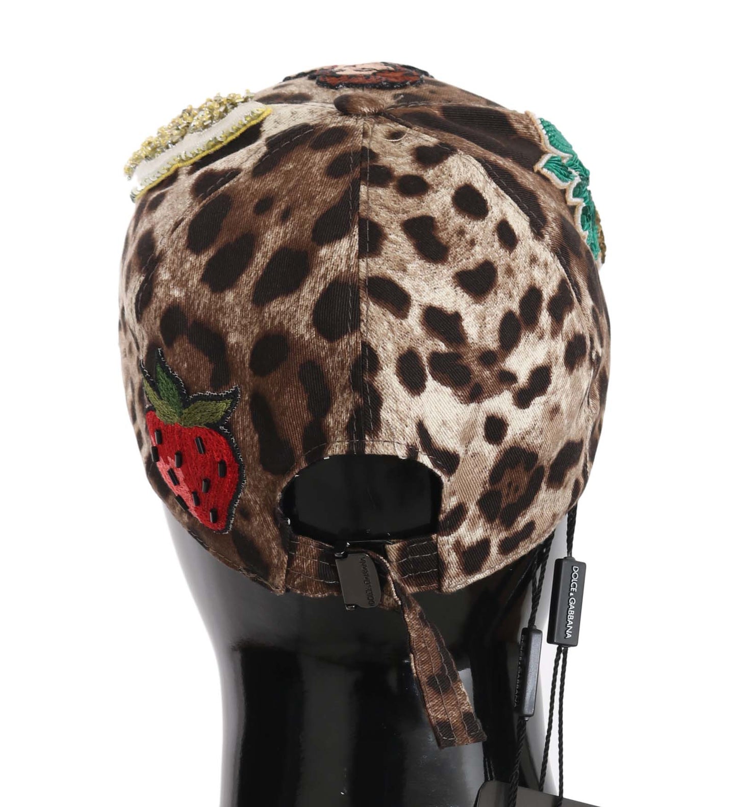 Casquette de baseball Dolce & Gabbana à sequins léopard marron et appliques Sicily