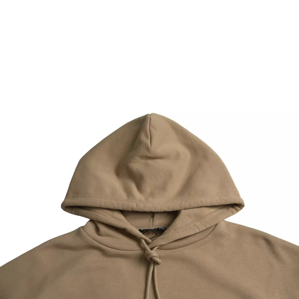 Pull à capuche en coton molleton bouclette brun avec logo de Balenciaga
