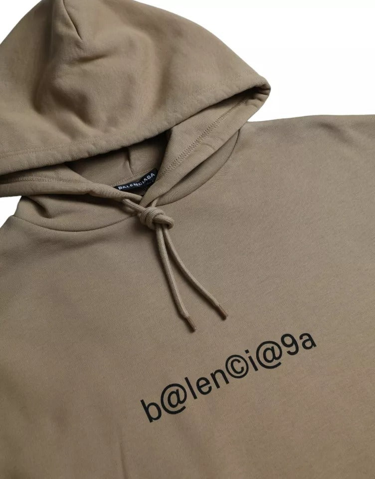 Pull à capuche en coton molleton bouclette brun avec logo de Balenciaga