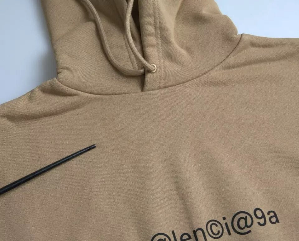 Pull à capuche en coton molleton bouclette brun avec logo de Balenciaga