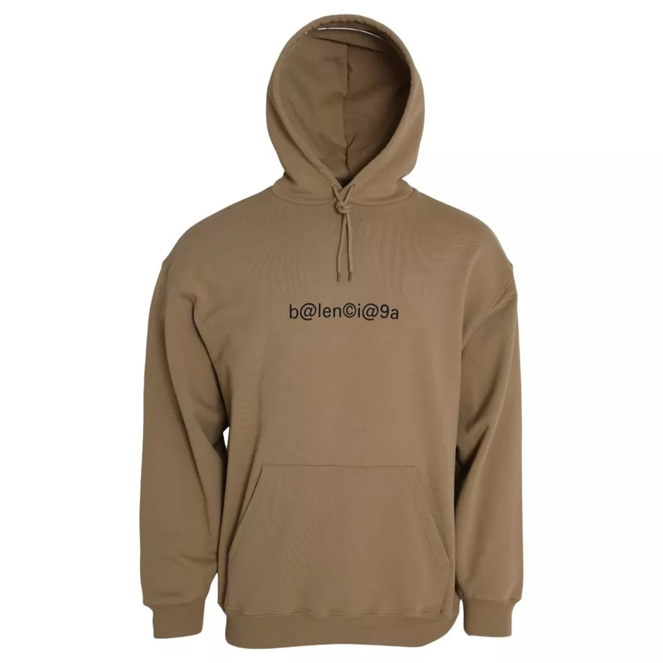 Pull à capuche en coton molleton bouclette brun avec logo de Balenciaga