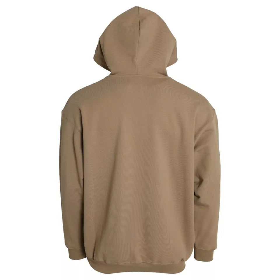 Pull à capuche en coton molleton bouclette brun avec logo de Balenciaga