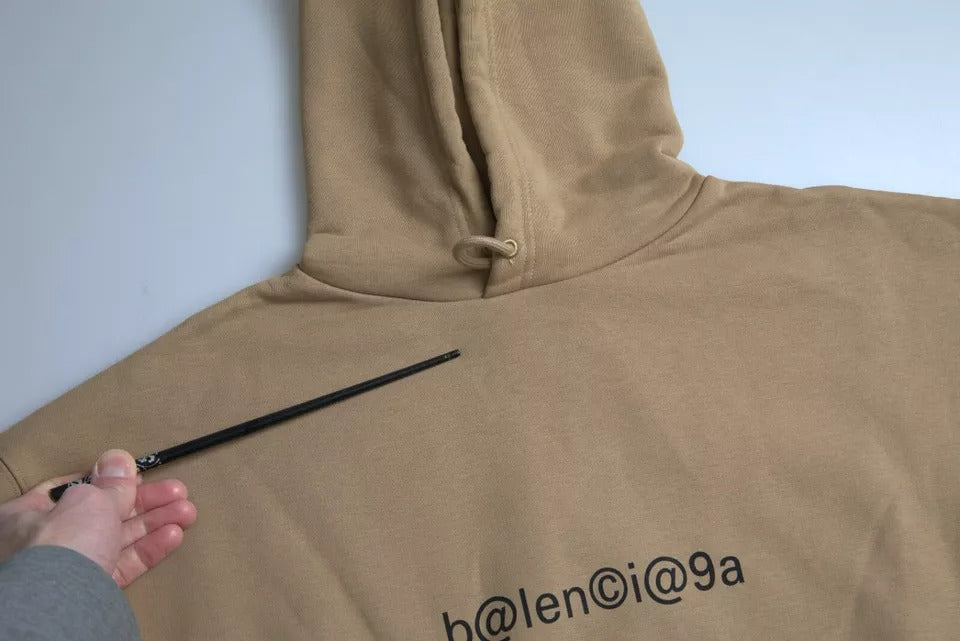 Pull à capuche en coton molleton bouclette brun avec logo de Balenciaga